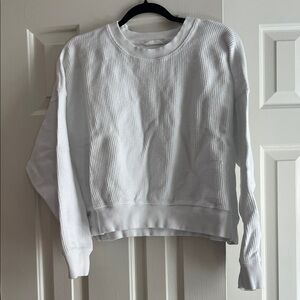 Aerie Small White Ribbed Crewneck Sweater